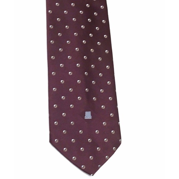 Lanvin Men's Vintage Tie Burgundy Maroon Logo Circles Geometric Men's Necktie - Picture 6 of 11